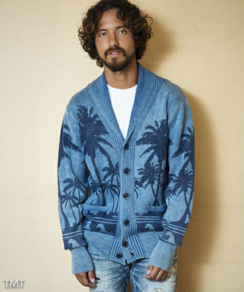 TMT(ティーエムティー)】TKNS1801-INDIGO PARM-TREE JACQUARD KNIT