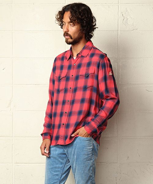 TMT(ティーエムティー)】RAYON TWILL OMBRE CHECK SHIRTS チェック