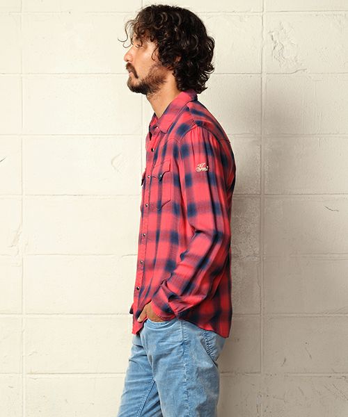 TMT(ティーエムティー)】RAYON TWILL OMBRE CHECK SHIRTS チェック