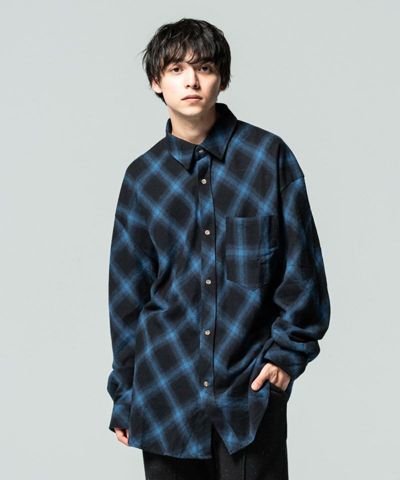 glamb(グラム)】Big ombre check SH ビッグオンブレチェックシャツ