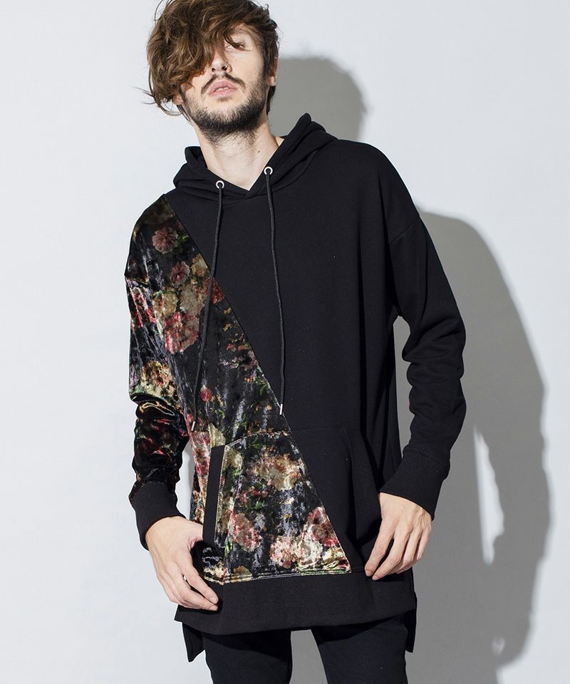 30%OFF【NO ID.(ノーアイディー)】ベロア切替BIGプルオーバーパーカ 30%OFF【NO ID.(ノーアイディー)】ベロア切替BIGプルオーバーパーカ
