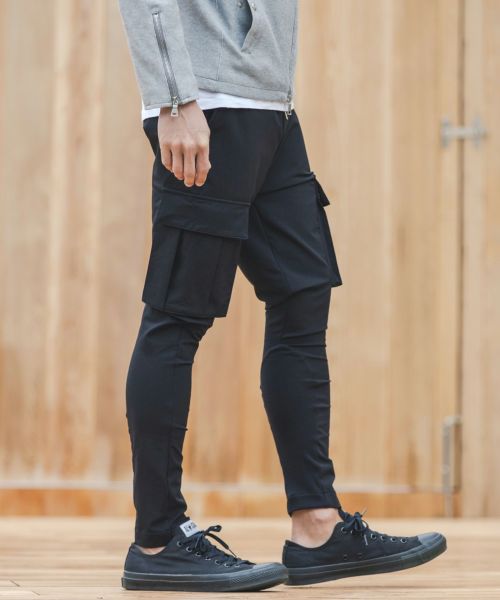 CAMBIO(カンビオ)】Tapered Skinny Rib Cargo Pants カーゴパンツ