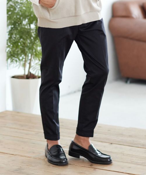 30%OFF【CAMBIO(カンビオ)】裾ダブルテーパードパンツ（チノver