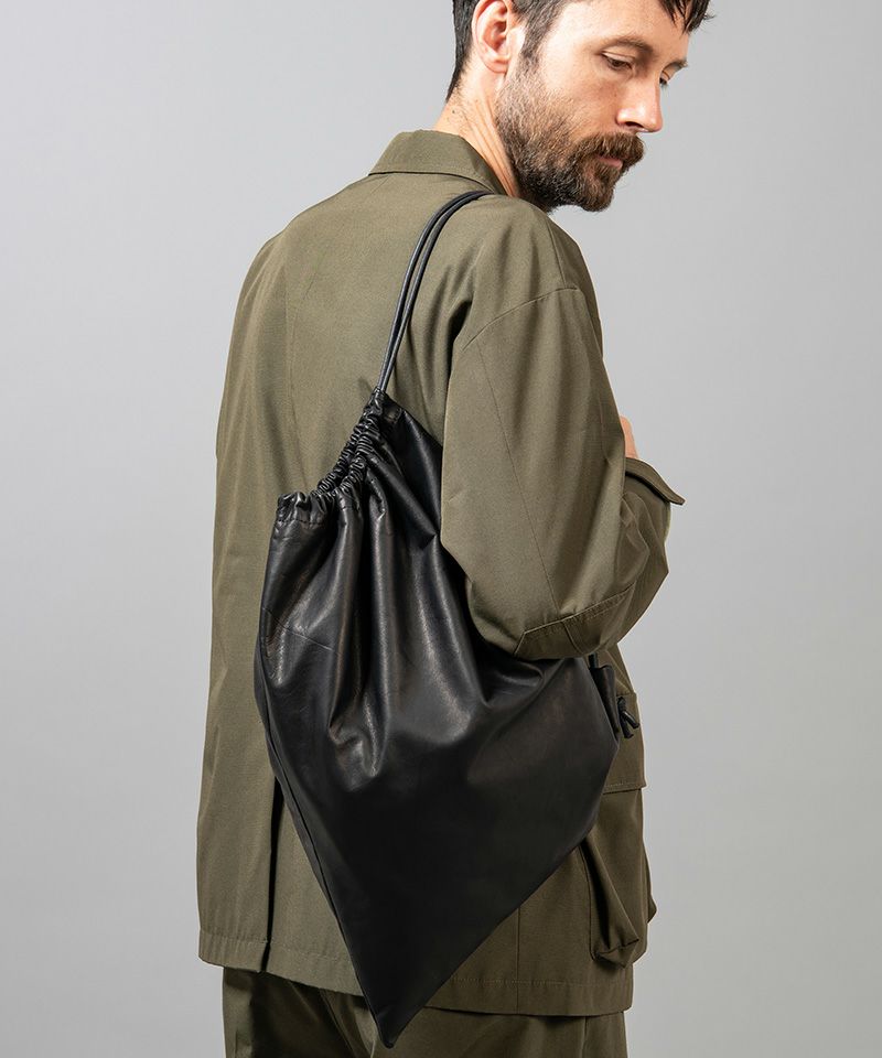 MR.OLIVE E.O.I】WATER PROOF WASHABLE LEATHER -DRAWSTRING GYM BAG