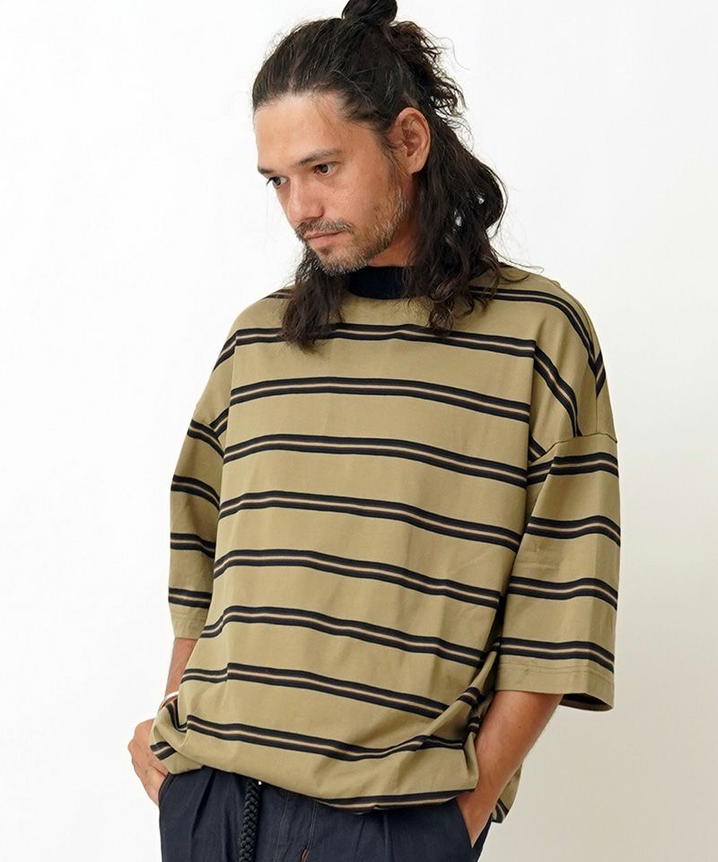 EGO TRIPPING(エゴトリッピング)】 MOCKNECK VINTAGE BORDER TEE T 