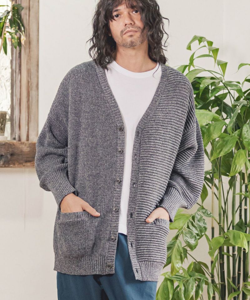 CAMBIO(カンビオ)】 Middle Gauge Cotton Knit Loose Cardigan