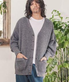 50%OFF【CAMBIO(カンビオ)】 Middle Gauge Cotton Knit Loose Cardigan 
