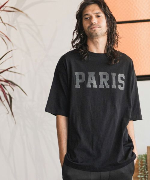 CAMBIO(カンビオ)】 ヴィンテージロックT風カレッジTシャツ