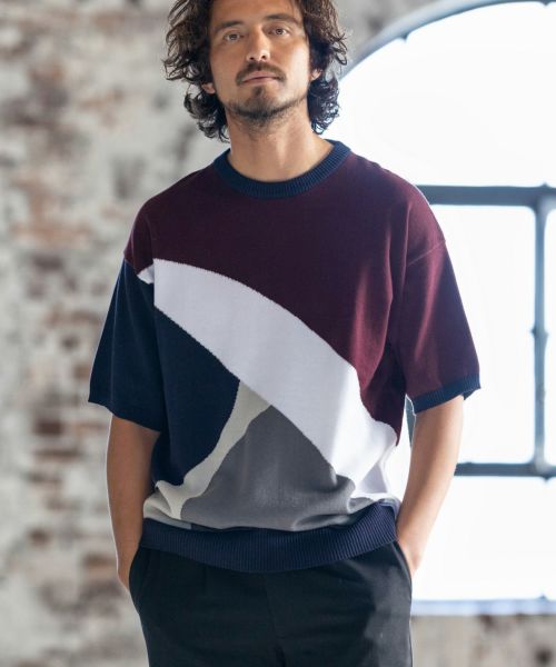 50%OFF【FACTOTUM(ファクトタム)】Classical Diamond 12G Short Sleeve Knit Pullover  ニット(FTM-221-010) | CAMBIO カンビオ