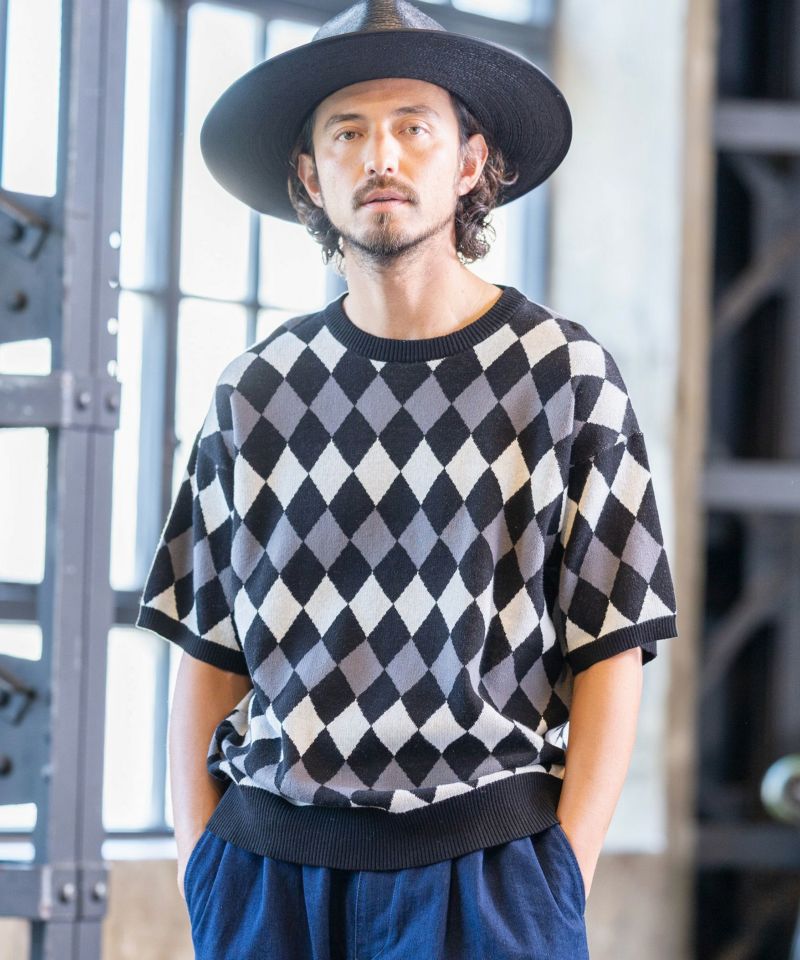 50%OFF【FACTOTUM(ファクトタム)】Classical Diamond 12G Short Sleeve Knit Pullover ニット(FTM-221-010)  | CAMBIO カンビオ