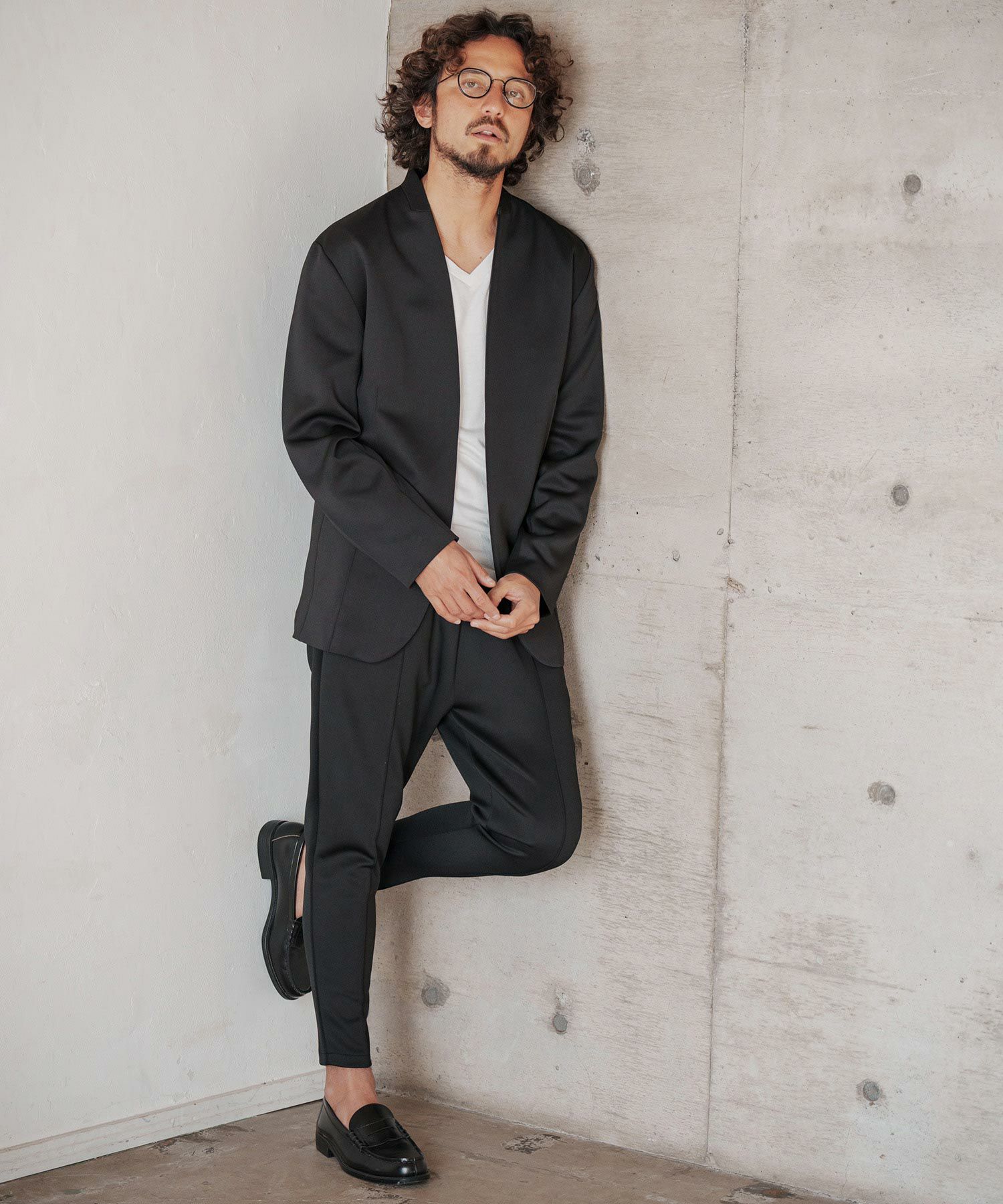 CAMBIO(カンビオ)】ピンタック入りストレッチポンチテーパードパンツ 