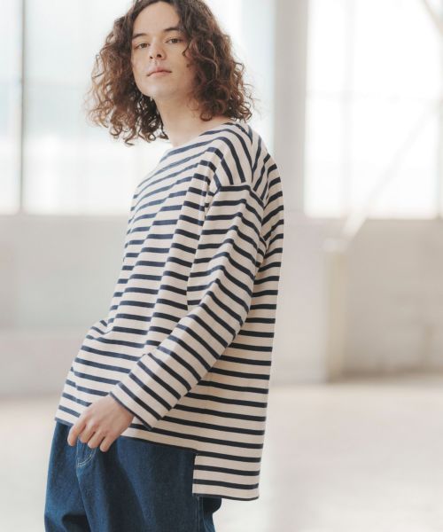 【CAMBIO(カンビオ)】フレンチボーダーボクシーロングTシャツ