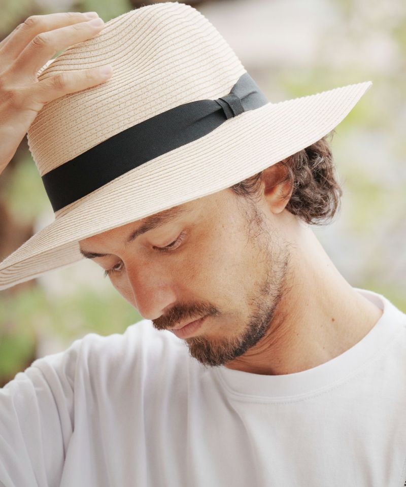 CAMBIO(カンビオ)】Long Brim Paper Flat Hat ハット(CMB-221-BO026