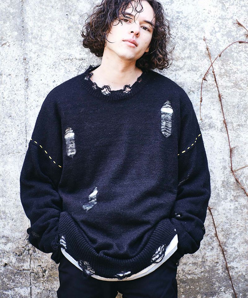 でおすすめアイテム。 60%OFF【glamb(グラム)】Heavy Damaged Knit ヘヴィダメージ トップス