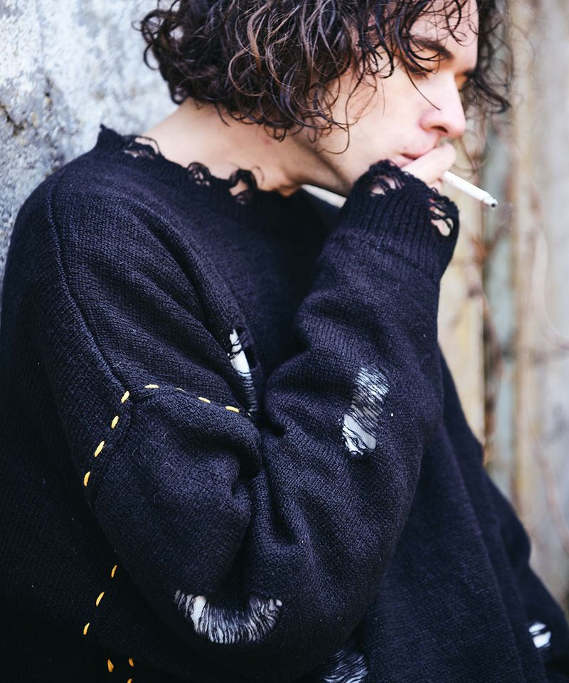 楽天市場】【glamb(グラム)】Heavy Damaged Knit ヘヴィダメージ