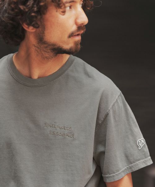 50%OFF【1minute 1second(ワンミニットワンセカンド)】pigment dye eazy short sleeves cut&sewn with emb.& heart Tシャツ(1M22W060)