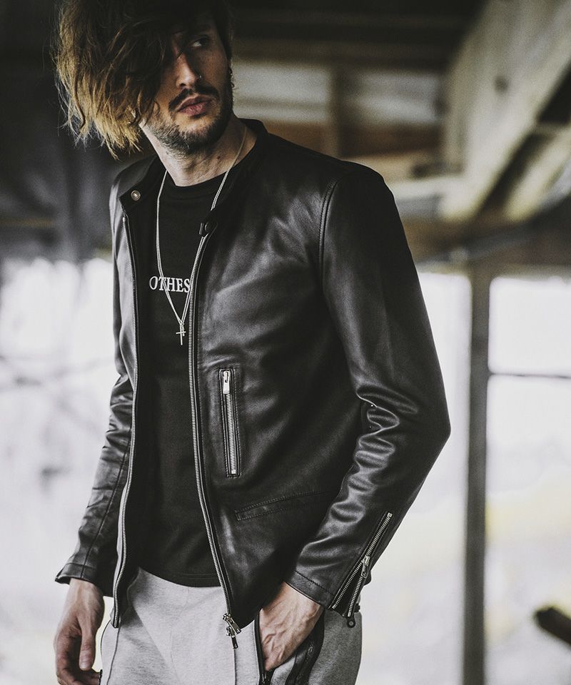 50%OFF【NO ID.(ノーアイディー)】ｼｰﾌﾟﾚｻﾞｰｼﾝｸﾞﾙﾗｲﾀﾞｰｽJKT ライダース 