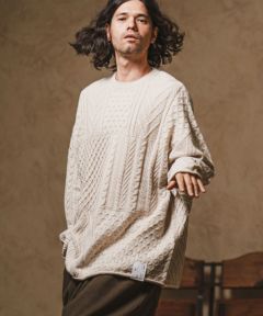 CAMBIO(カンビオ)】Patchwork Like Cable Knit Pullover プルオーバー(PF-222-004) | CAMBIO  カンビオ