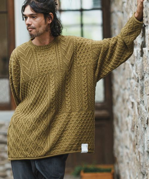 CAMBIO Patchwork Like Cable Knitプルオーバー