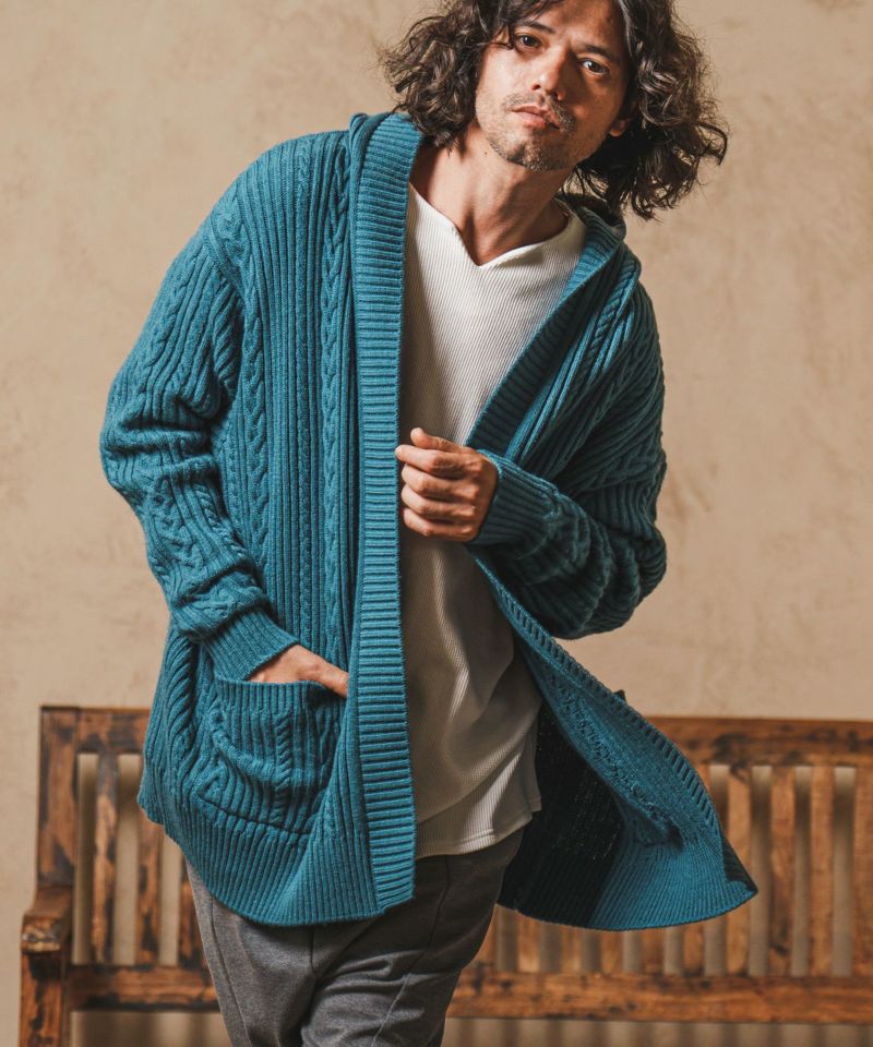 CAMBIO(カンビオ)】Cable Hoodie Long Cardigan カーディガン(22AW-CAM