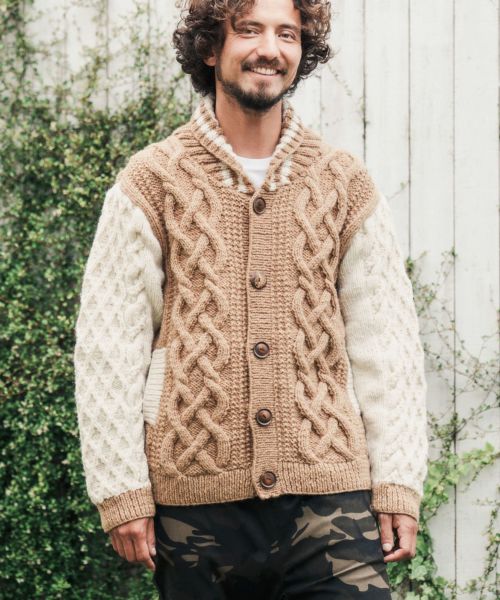 【CAMBIO(カンビオ)】【HIMALAYAN CLIMBERS HAND-KNIT別注】手編みスタジャンカーディガン(CAHCK-F33)