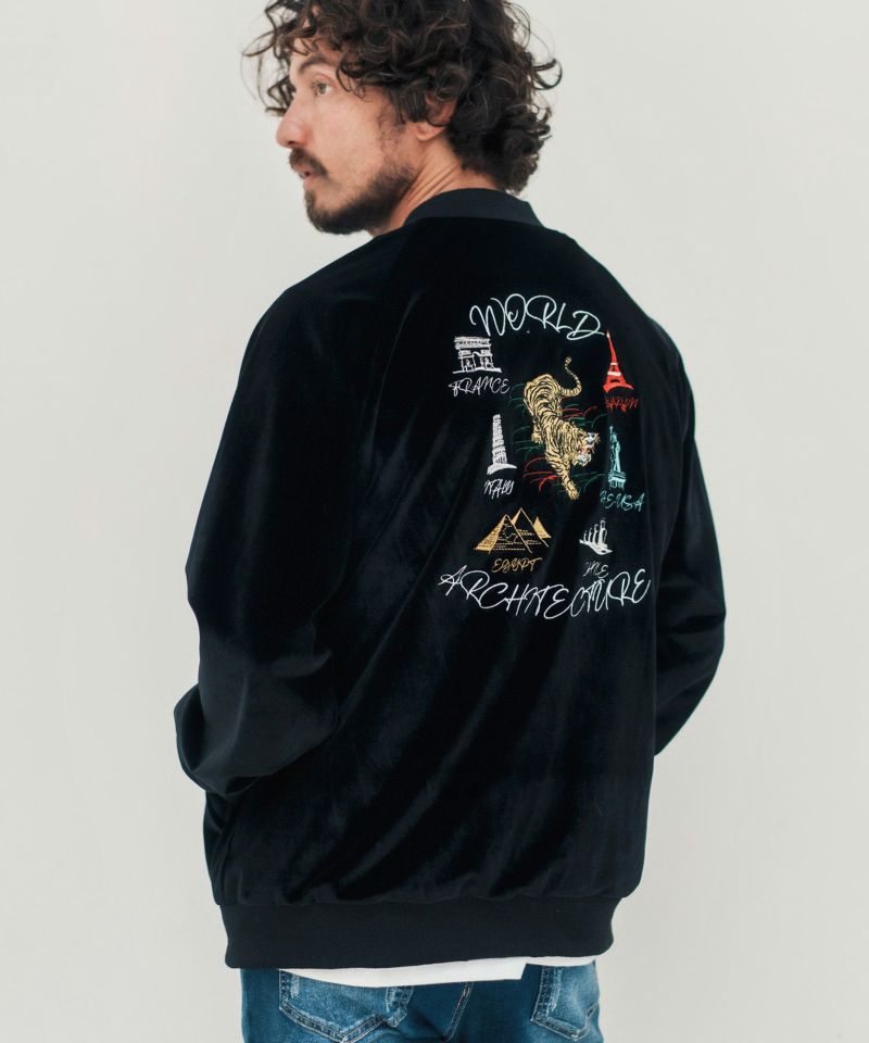 CAMBIO(カンビオ)】Tiger Embroidery Velor Souvenir Jacket
