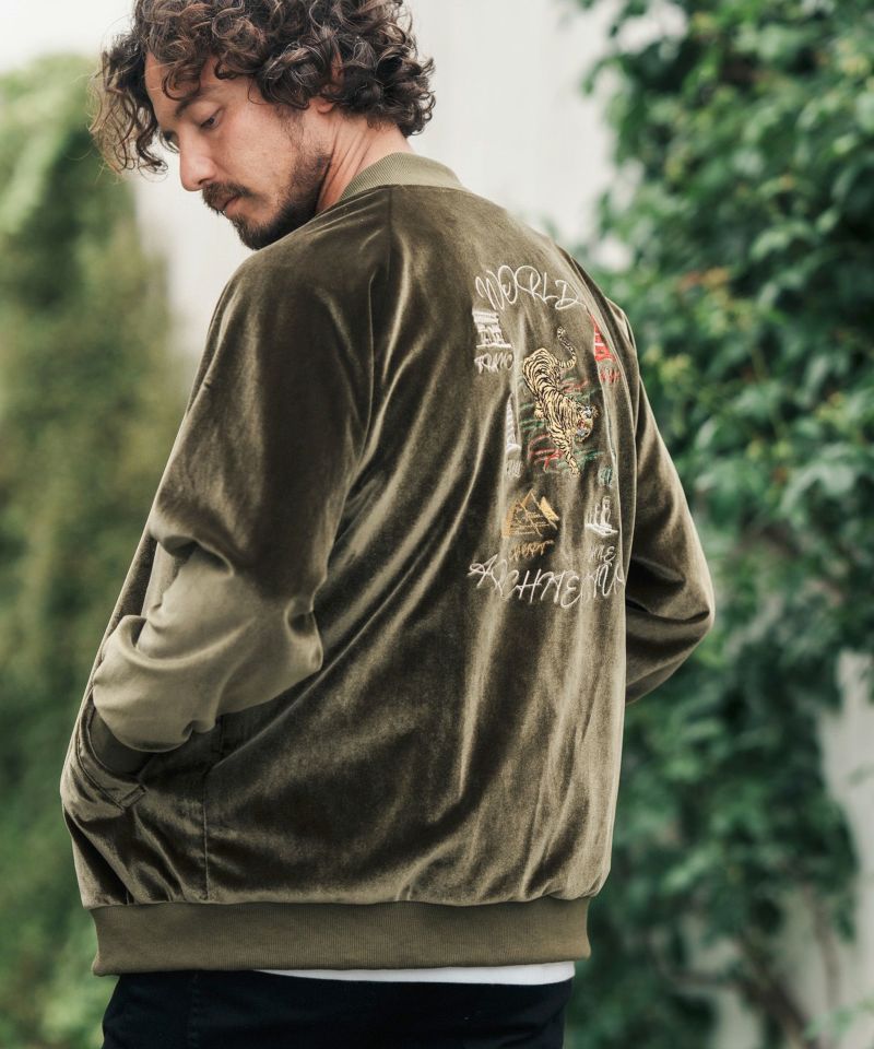 CAMBIO(カンビオ)】Tiger Embroidery Velor Souvenir Jacket 