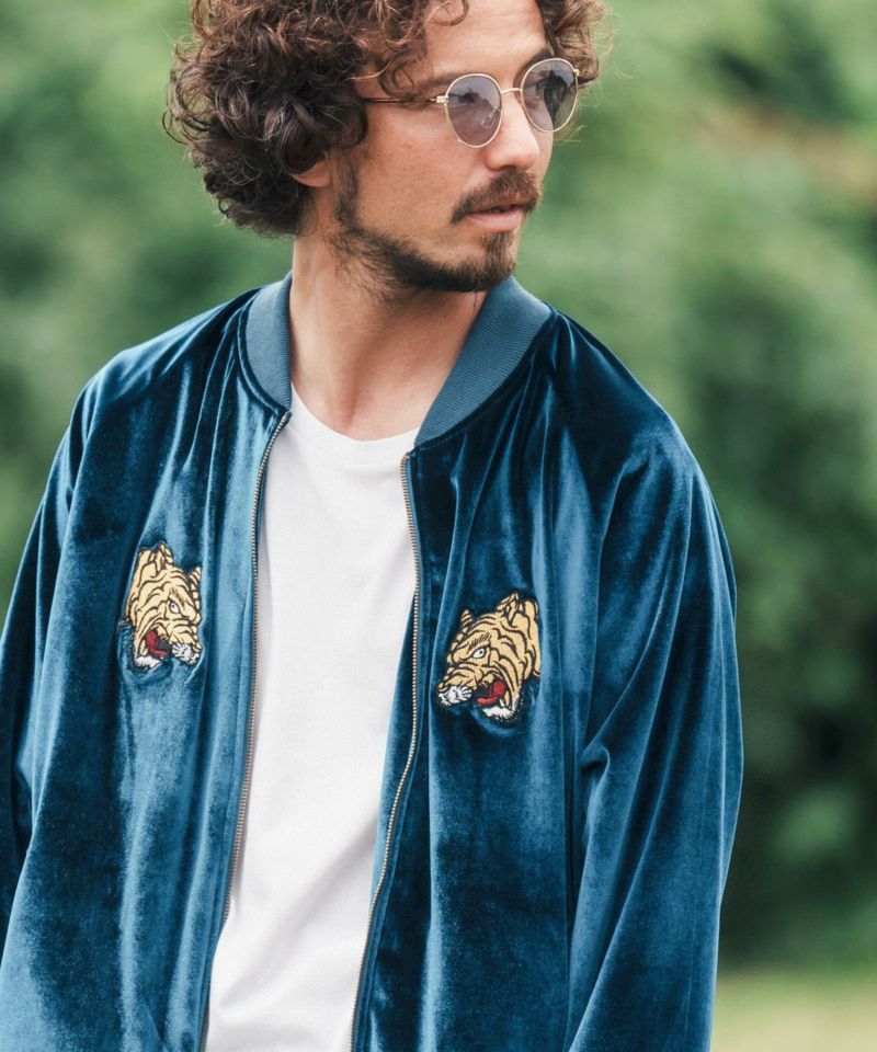 【CAMBIO(カンビオ)】Tiger Embroidery Velor Souvenir Jacket 