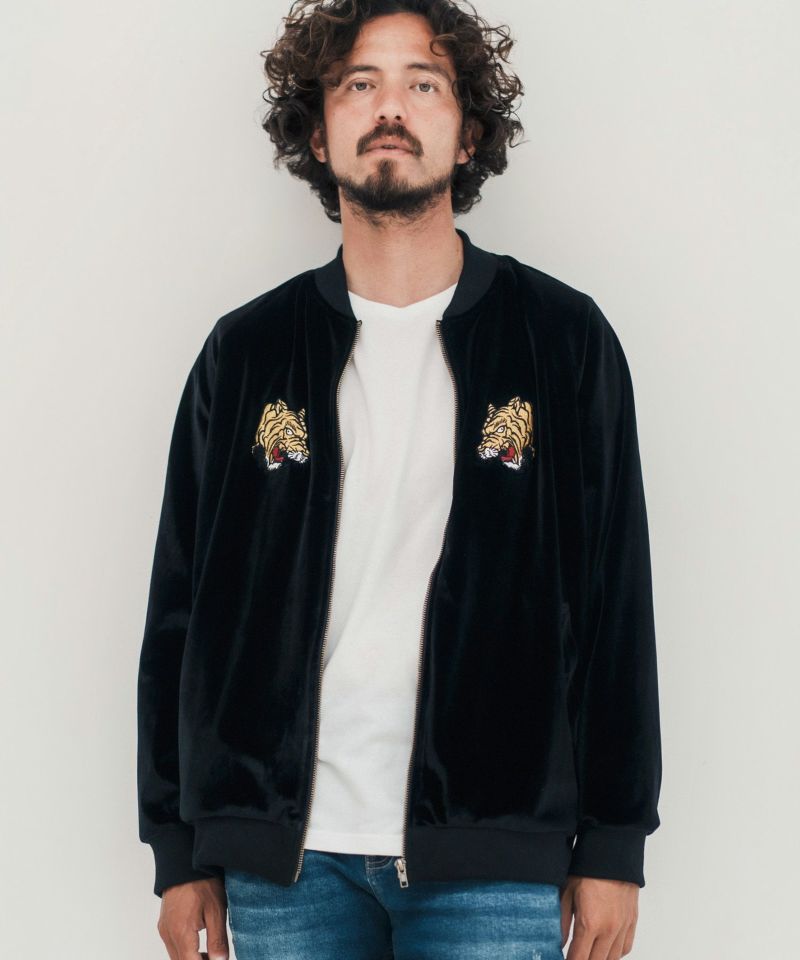 CAMBIO(カンビオ)】Tiger Embroidery Velor Souvenir Jacket 