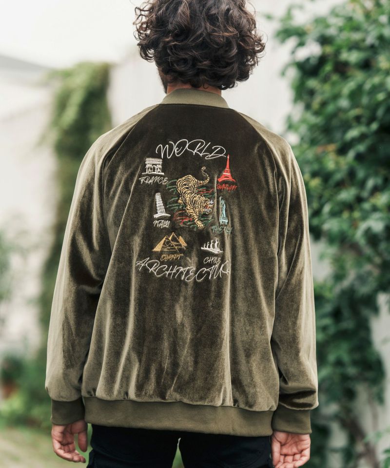 CAMBIO(カンビオ)】Tiger Embroidery Velor Souvenir Jacket