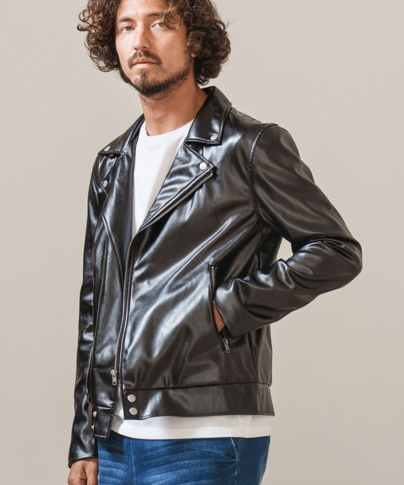 60%off【Magine(マージン)】 SYNTHETIC LEATHER DOUBLE RIDERS JACKET 