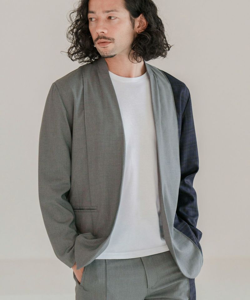 60%OFF【CAMBIO(カンビオ)】チェック切替テーラードジャケット