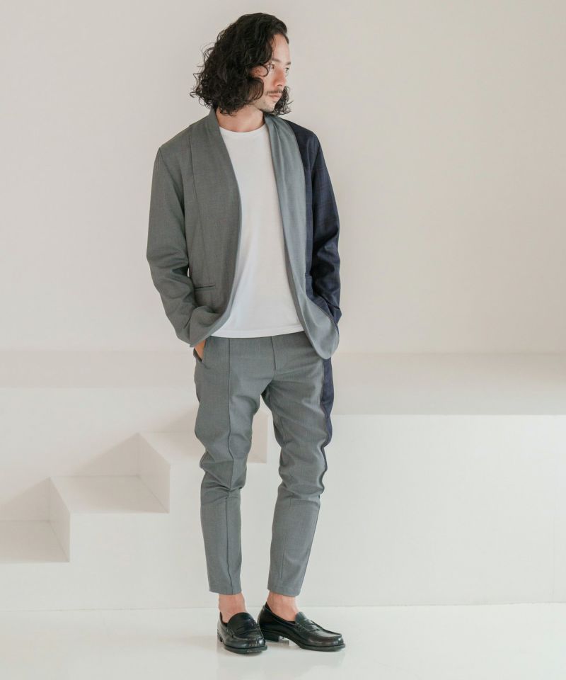 60%OFF【CAMBIO(カンビオ)】チェック切替テーラードジャケット