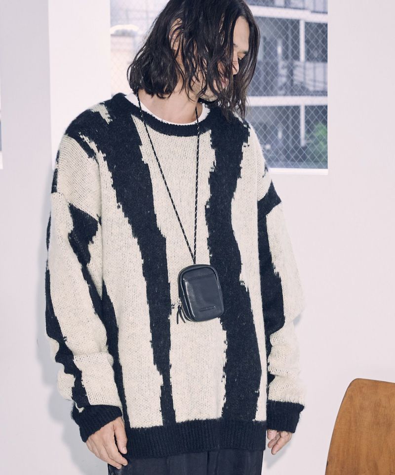 ADAM PATEK(アダムパテック)】mohair mixed crewneck zebra ニット