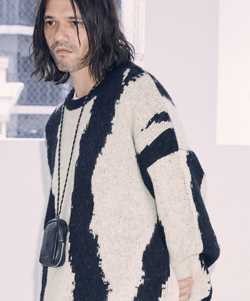 ADAM PATEK(アダムパテック)】mohair mixed crewneck zebra ニット