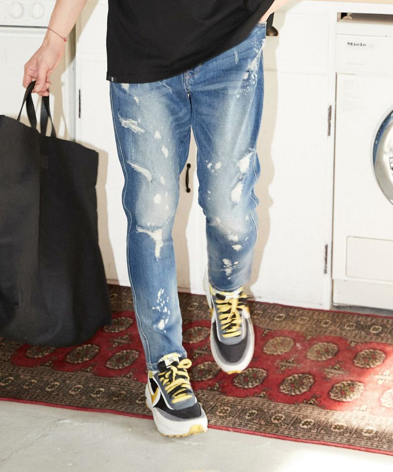 ADAM PATEK(アダムパテック)】Crash denim Tapered pants デニムパンツ