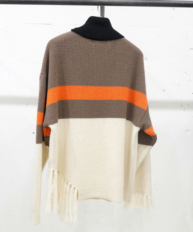 30%off【CULLNI(クルニ)】Asymmetrical Fringe Turtleneck Knit ニット(22-AW-040)