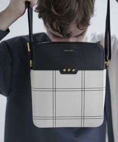 CULLNI(クルニ)】Square Check Leather Shoulder Bag バッグ(BG-016B