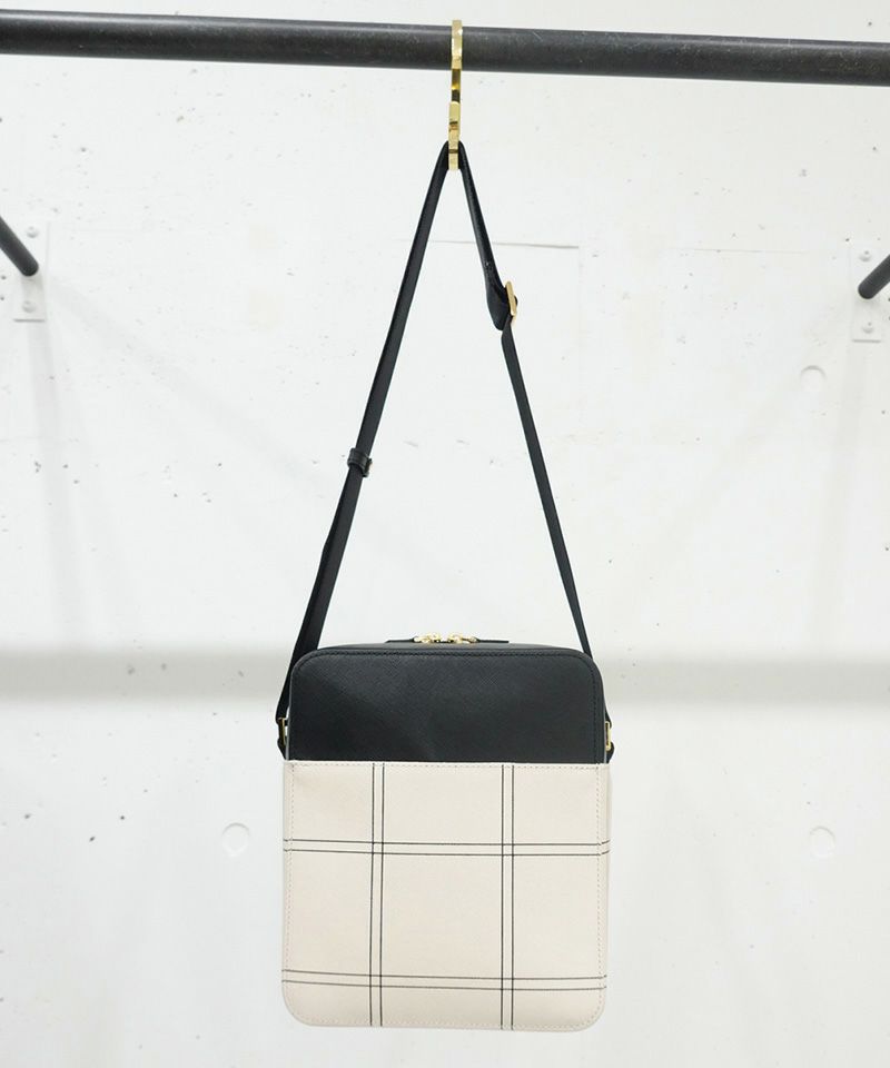CULLNI(クルニ)】Square Check Leather Shoulder Bag バッグ(BG-016B