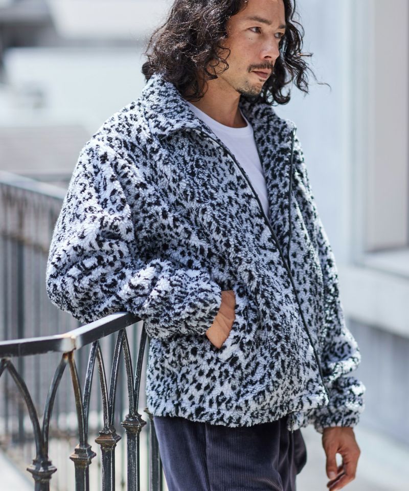 CAMBIO(カンビオ)】Leopard Stand Collar Boa Jacket ボアジャケット