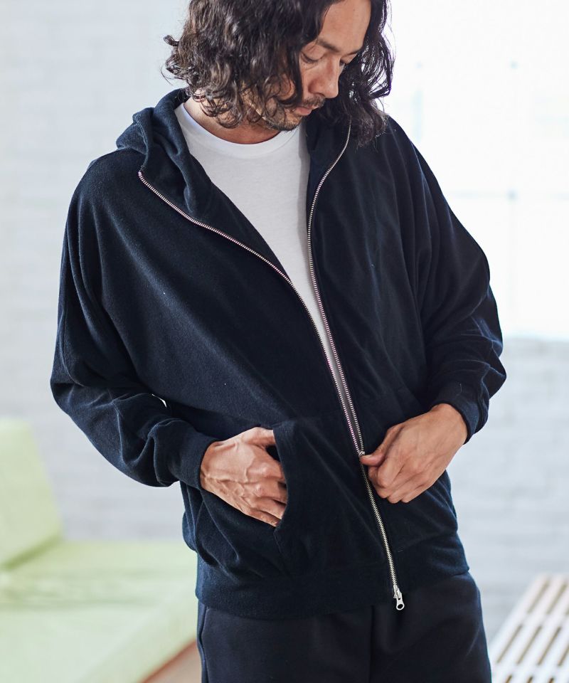 mpa3217-MELANGE RIB BRUSHED SWEAT PULL PARKA パーカー-