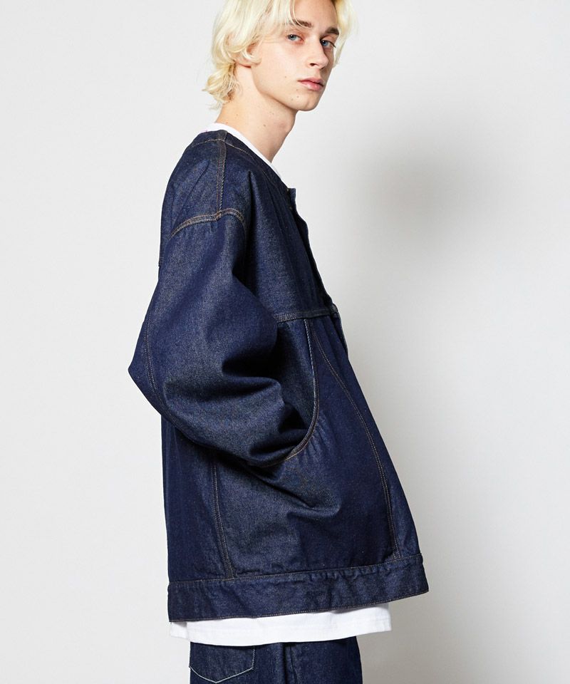 【rehacer(レアセル)】No-Collar Big Pocket Denim JKT デニムジャケット(01220100019)