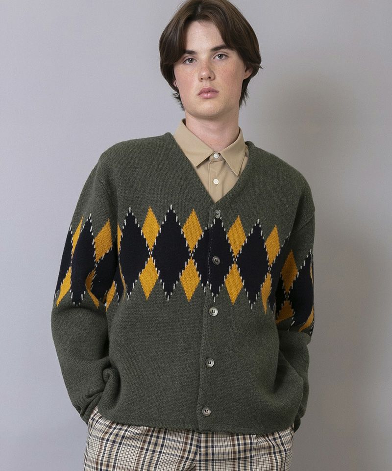 50%OFF【FACTOTUM(ファクトタム)】C-C 7G Argyle Cardigan Knit ...