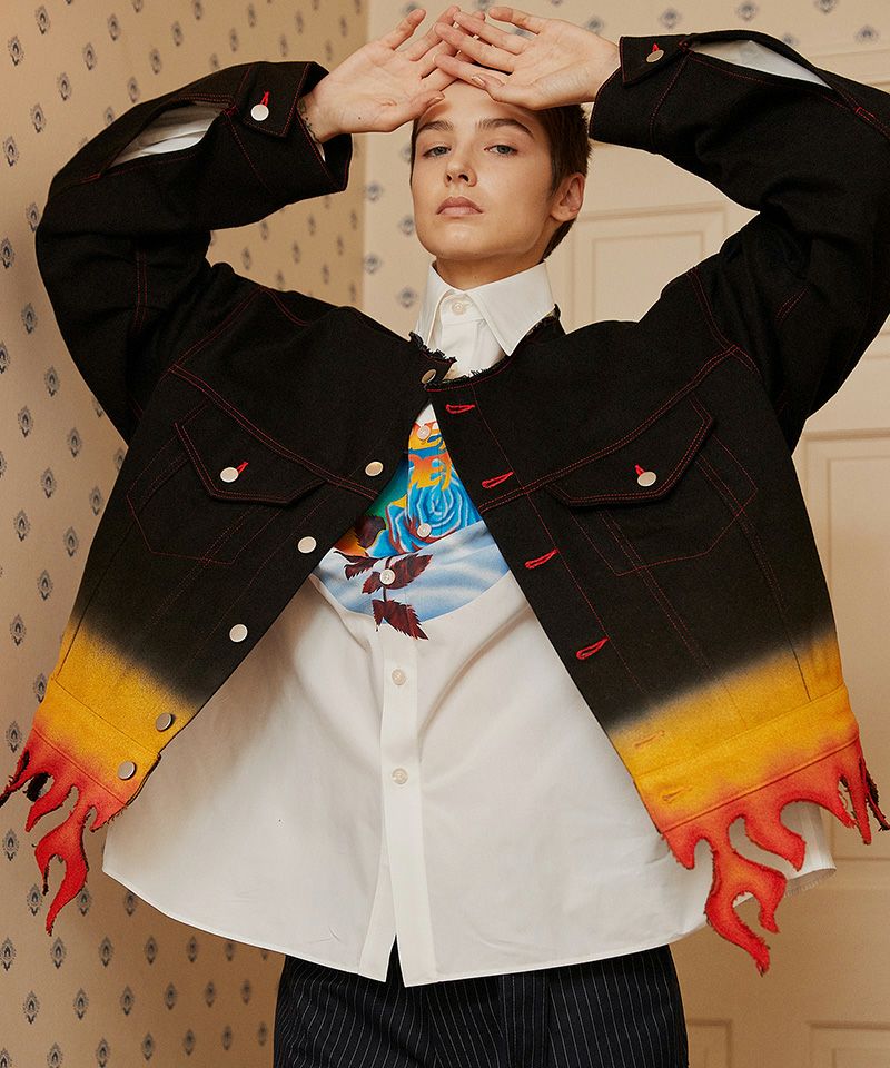 TENDER PERSON(テンダーパーソン)】FLAME HEM DENIM JACKET デニム 