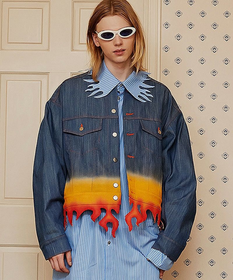 TENDER PERSON(テンダーパーソン)】FLAME HEM DENIM JACKET デニム 