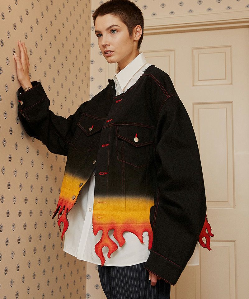 TENDER PERSON(テンダーパーソン)】FLAME HEM DENIM JACKET デニム 