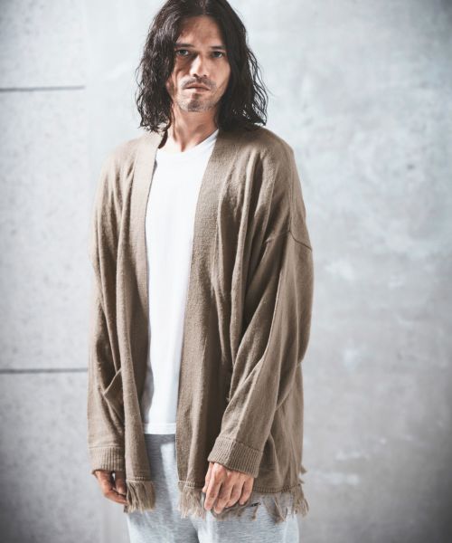 50%OFF【NOISESCAPE(ノイズスケープ)】Fringes & button-less design cardigan カーディガン(nsa055-2cc)