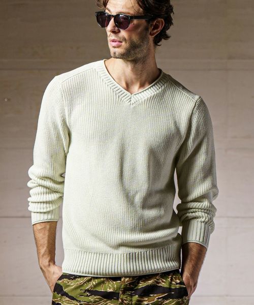 wjk】 ridge weaving V-neck ニット(6870 kw98b) | CAMBIO カンビオ