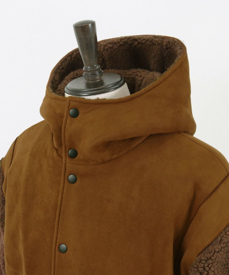 mj9394- Fake mouton × boa fabric stand-collar jacket スタンド