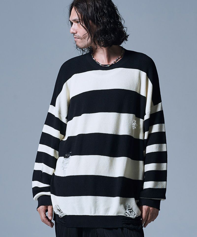 Damaged Border Knit / ダメージボーダーニット-